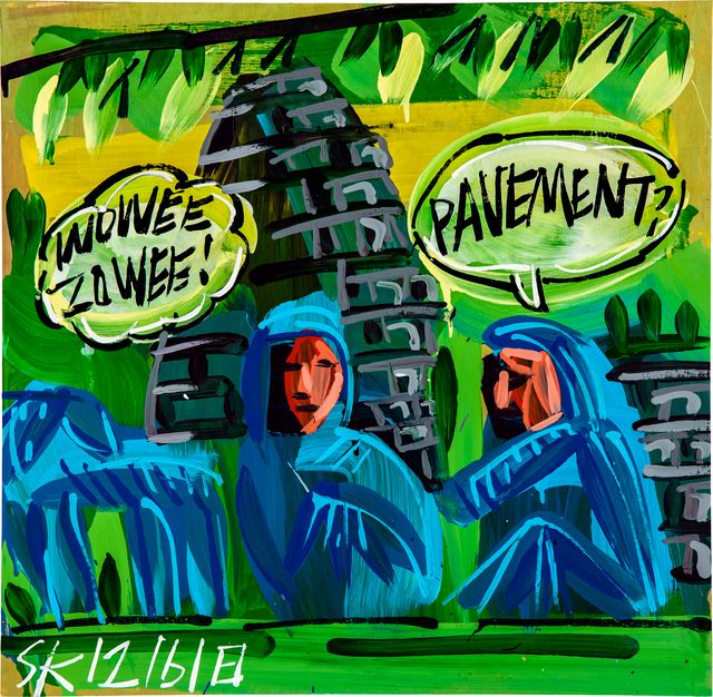 A photo of Keene's painting of Pavement's "Wowee Zowee"
